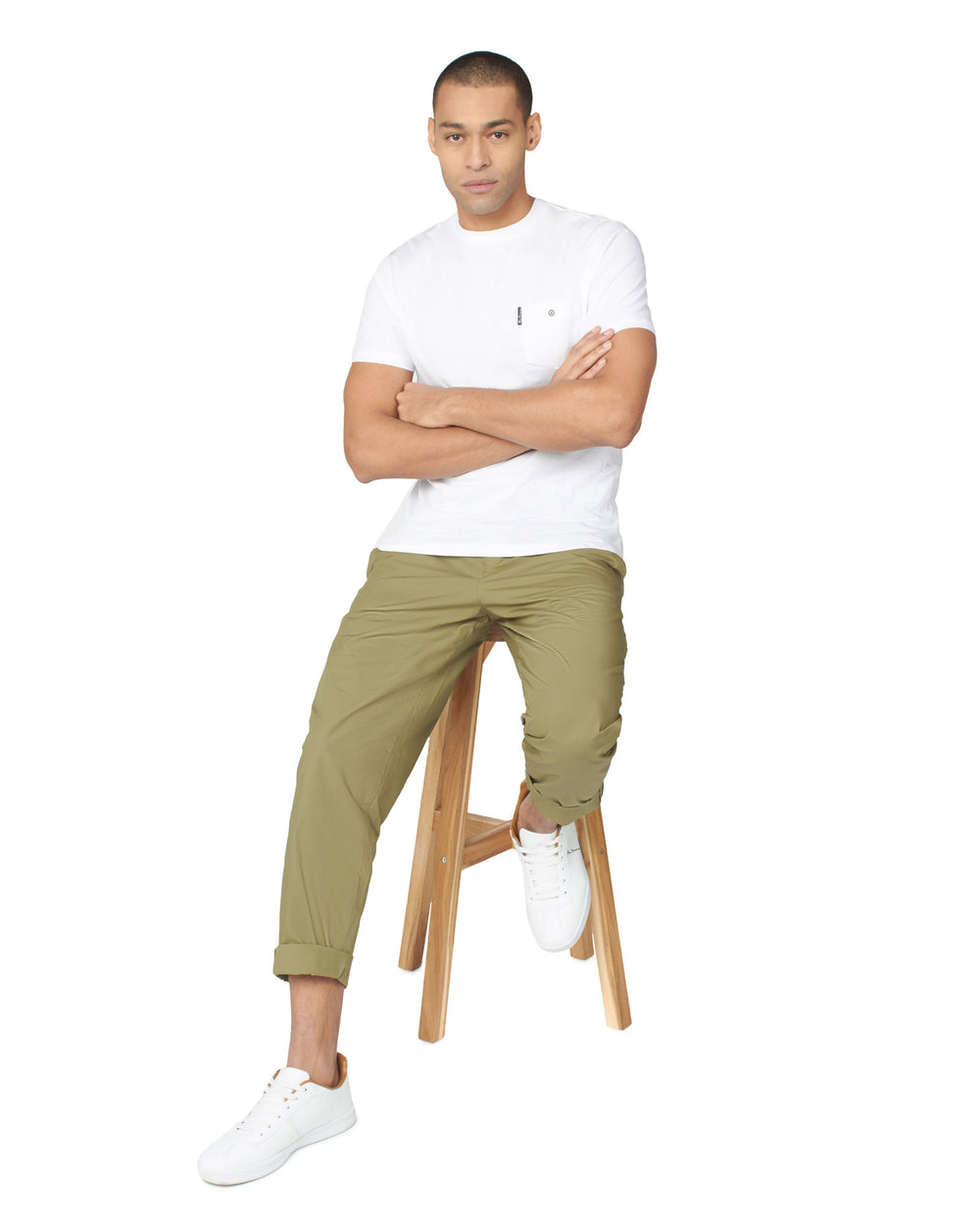 Pantalon Ben Sherman Poplin Relaxed-Taper Pleated Vert Olive | 10694-DTMW