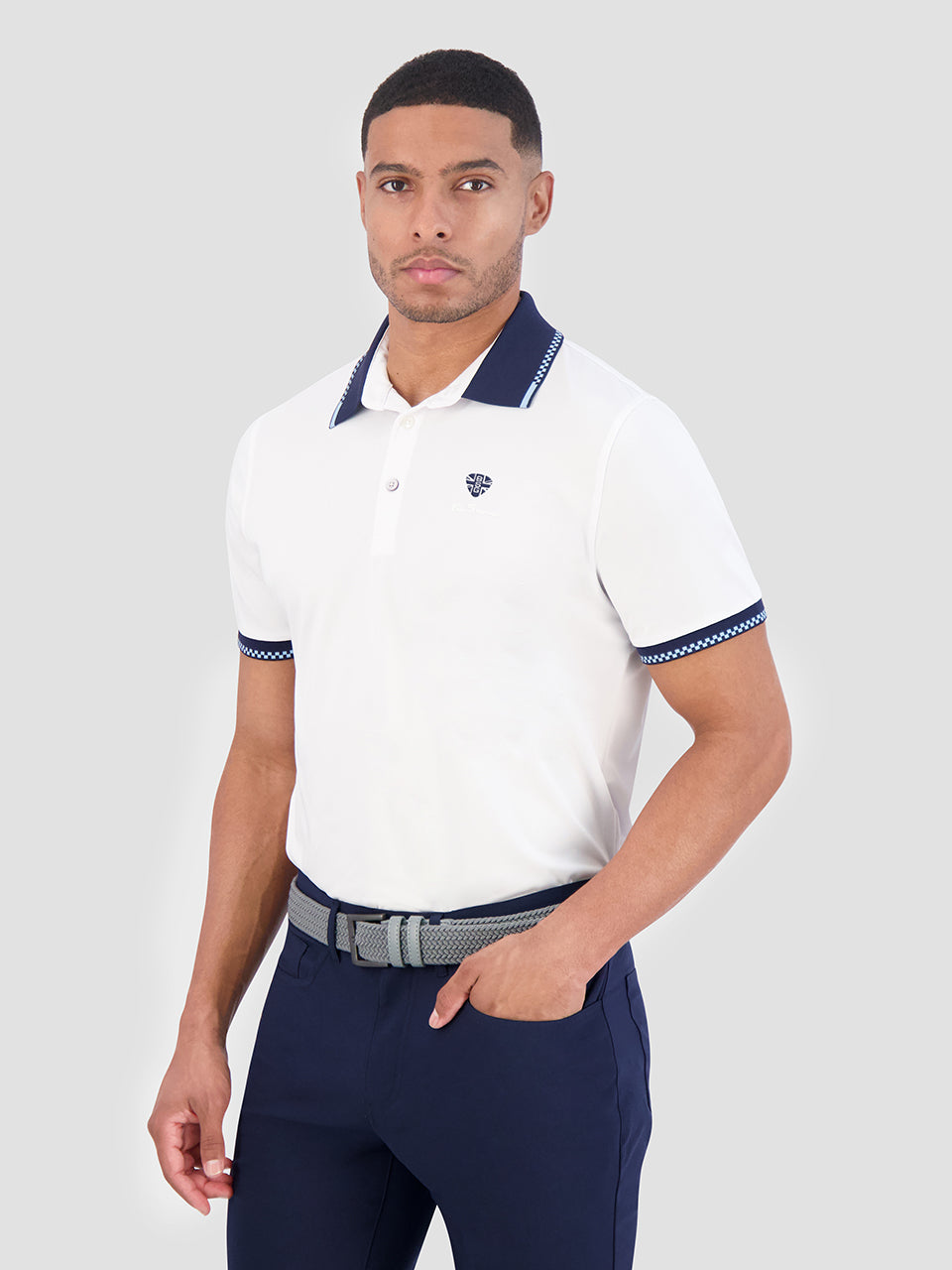 Polos Ben Sherman Checker Rib Air Pique Sports Fit Blanche | 65971-UIAF