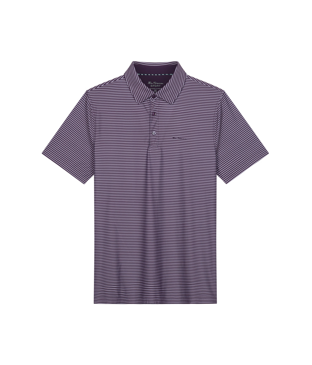 Polos Ben Sherman Mini Stripes Tech Jersey Sports Fit Violette | 42705-QIWB