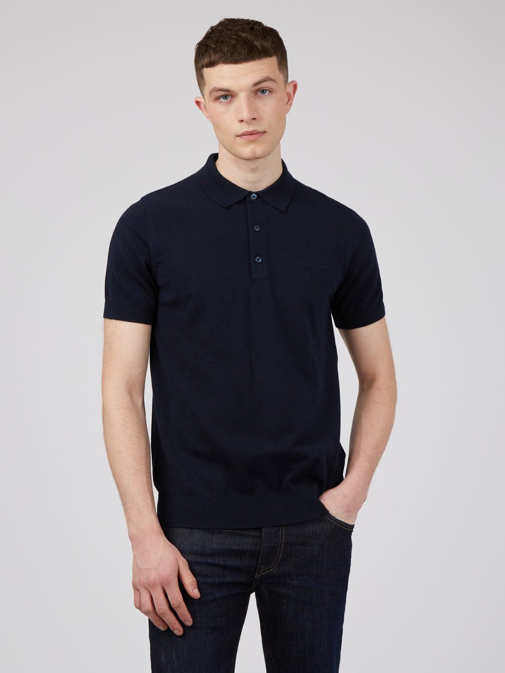 Pull À Col Polo Ben Sherman Signature Bleu Marine | 87269-BYLW