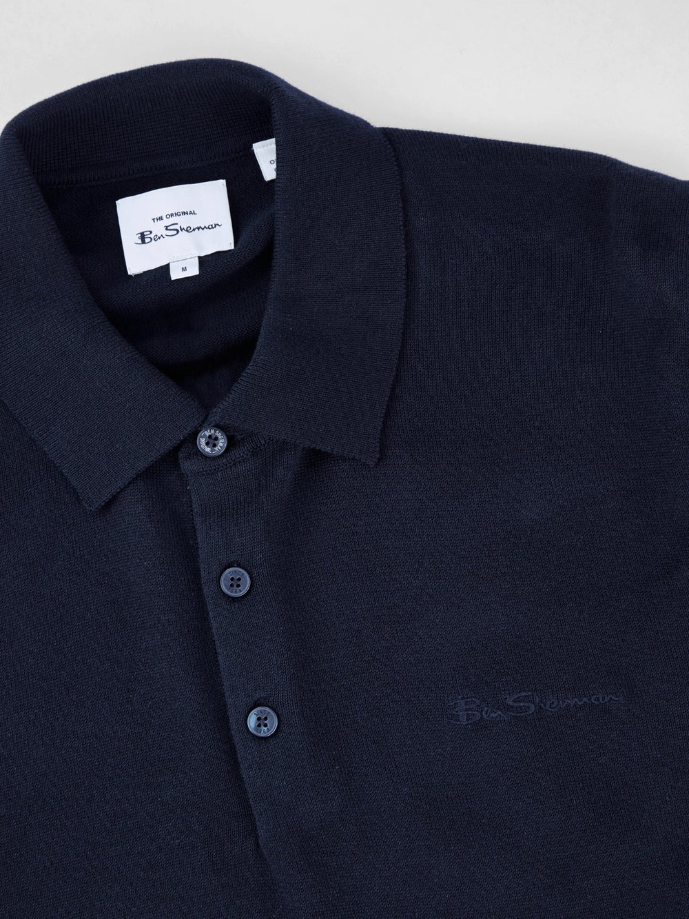 Pull À Col Polo Ben Sherman Signature Long-Sleeve Bleu Marine | 23475-OFCN