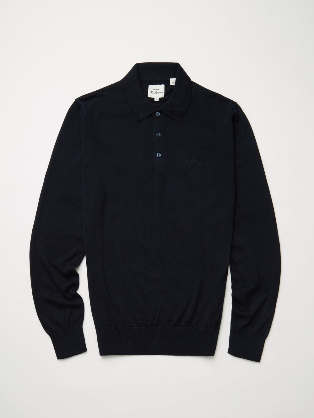 Pull À Col Polo Ben Sherman Signature Long-Sleeve Bleu Marine | 23475-OFCN