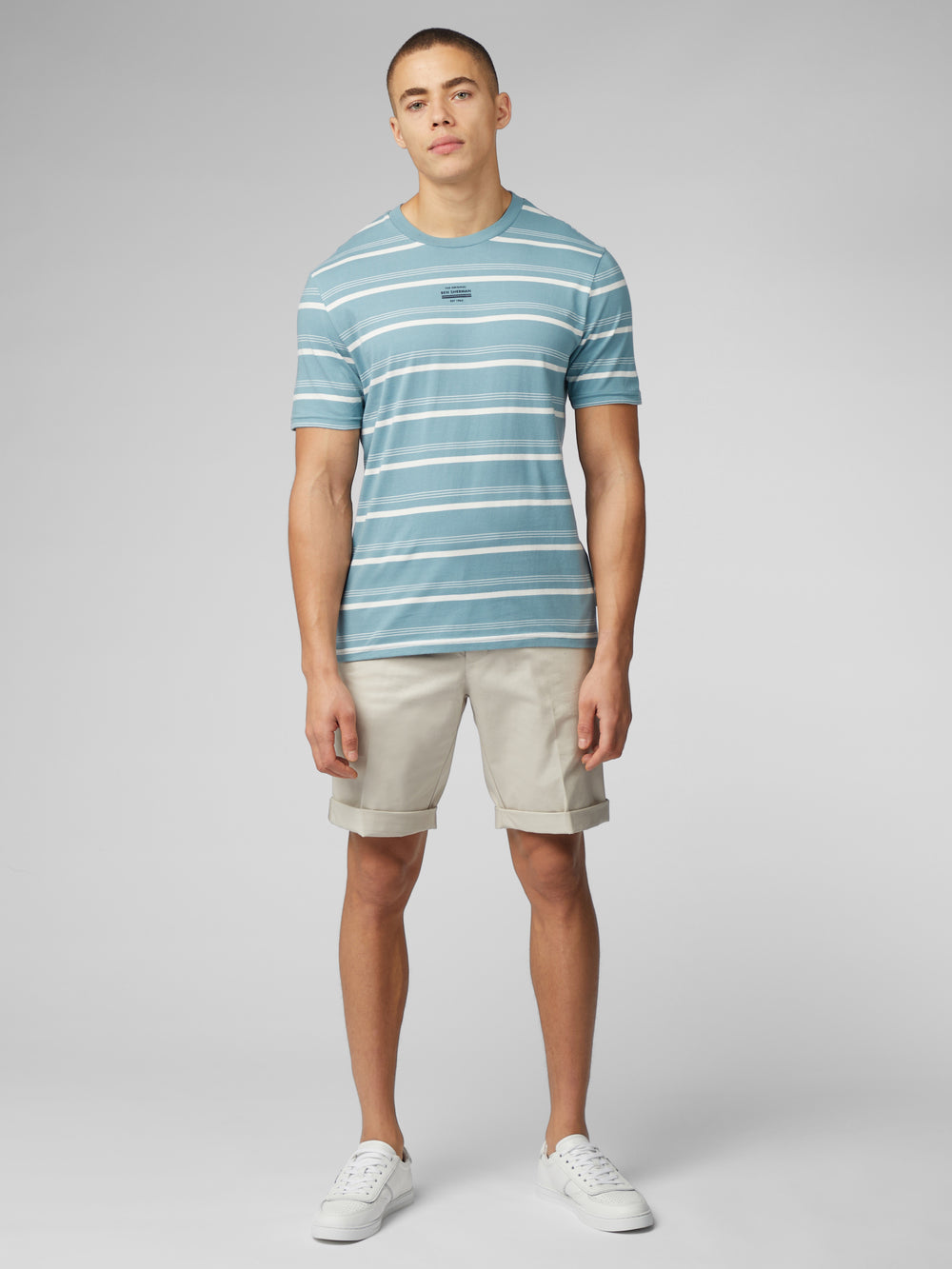 T-Shirt Ben Sherman Fine Stripe Bleu | 05642-YGFR