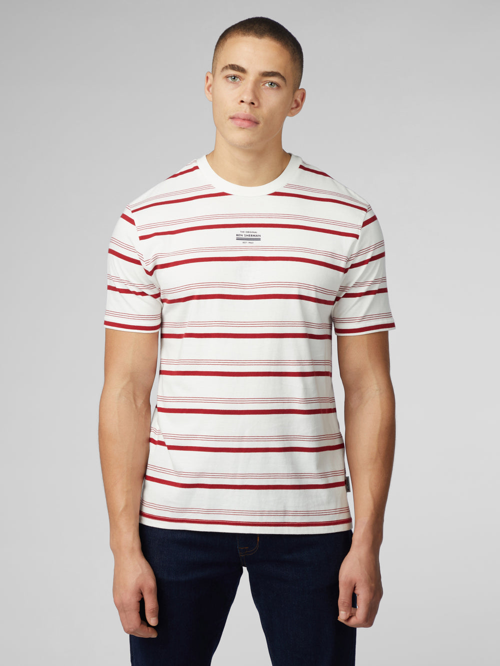 T-Shirt Ben Sherman Signature Fine Stripe Blanche | 37601-QOJN