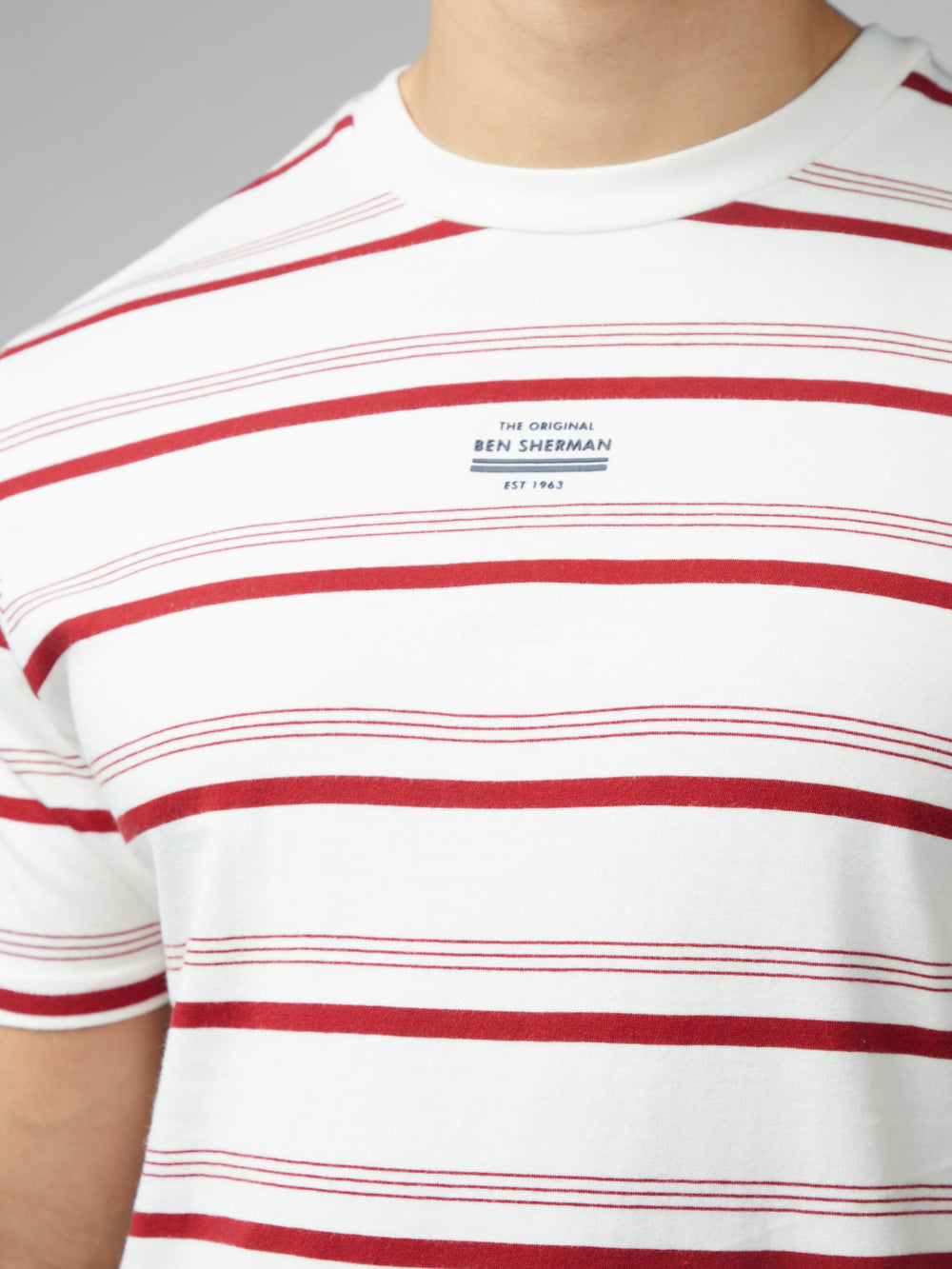 T-Shirt Ben Sherman Signature Fine Stripe Blanche | 37601-QOJN