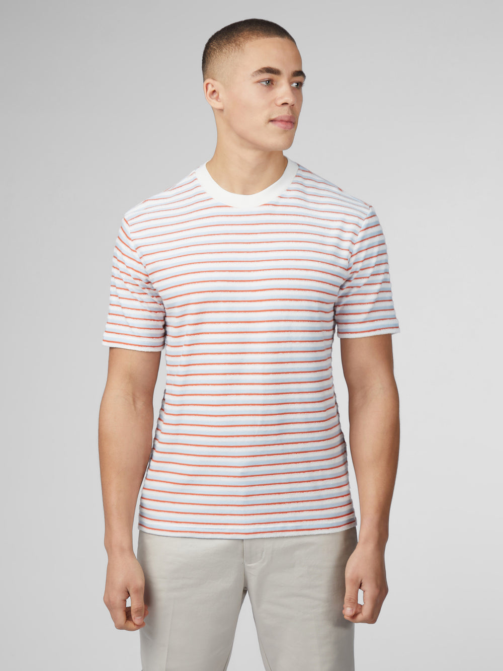 T-Shirt Ben Sherman Signature Loopback Stripe Bleu | 38679-NPHQ