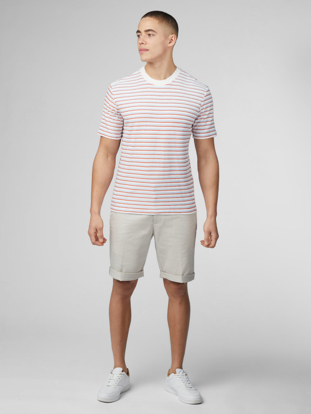 T-Shirt Ben Sherman Signature Loopback Stripe Bleu | 38679-NPHQ