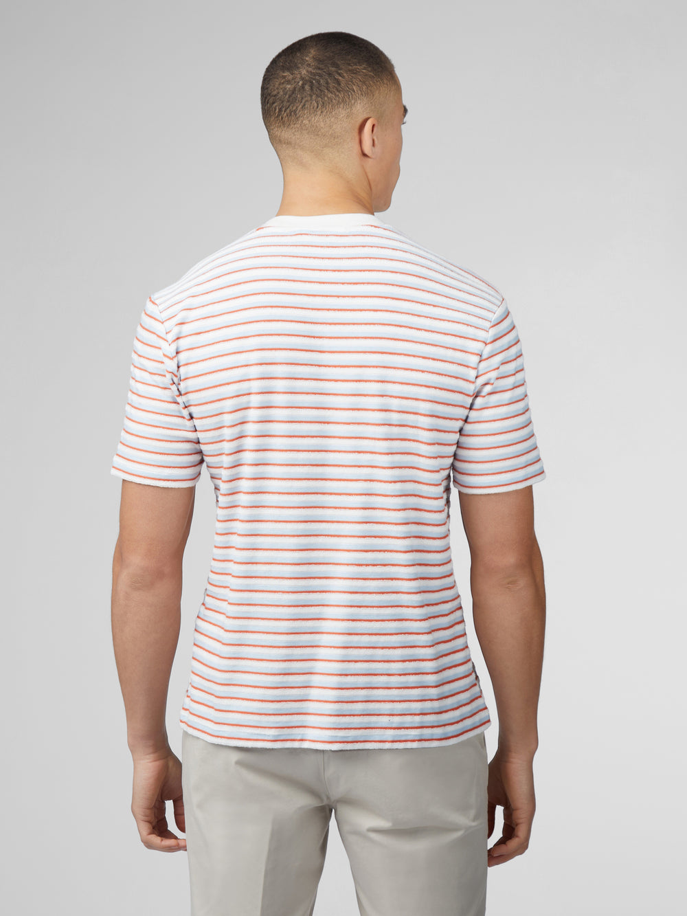 T-Shirt Ben Sherman Signature Loopback Stripe Bleu | 38679-NPHQ