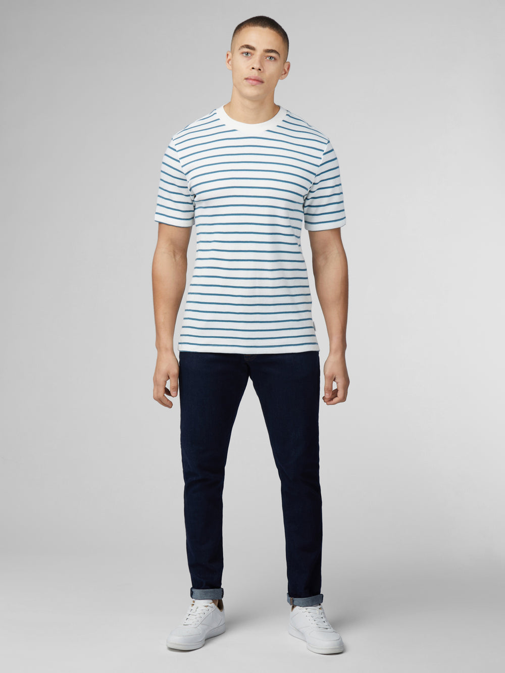 T-Shirt Ben Sherman Signature Waffle Stripe Blanche | 76103-ELAQ