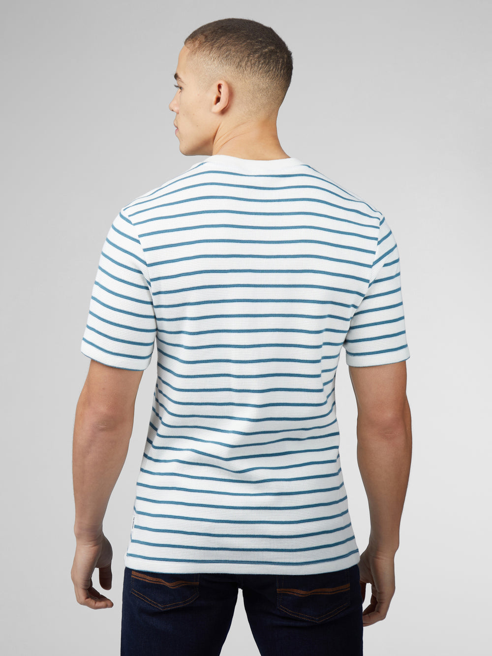 T-Shirt Ben Sherman Signature Waffle Stripe Blanche | 76103-ELAQ