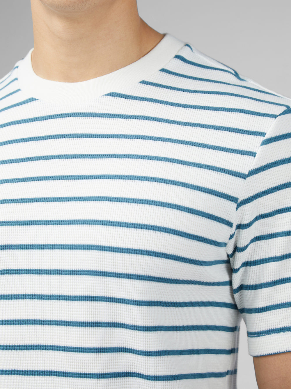 T-Shirt Ben Sherman Signature Waffle Stripe Blanche | 76103-ELAQ