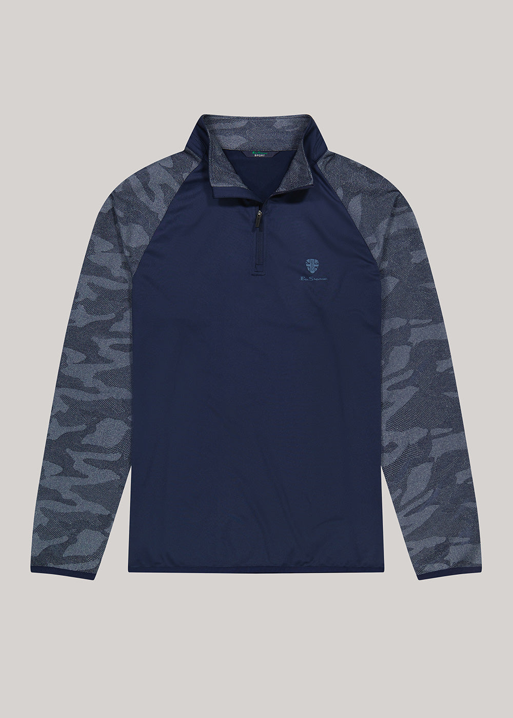 Vestes Ben Sherman Camo Jacq. Sleeve Quarter Zip Bleu Marine | 01389-SDXW